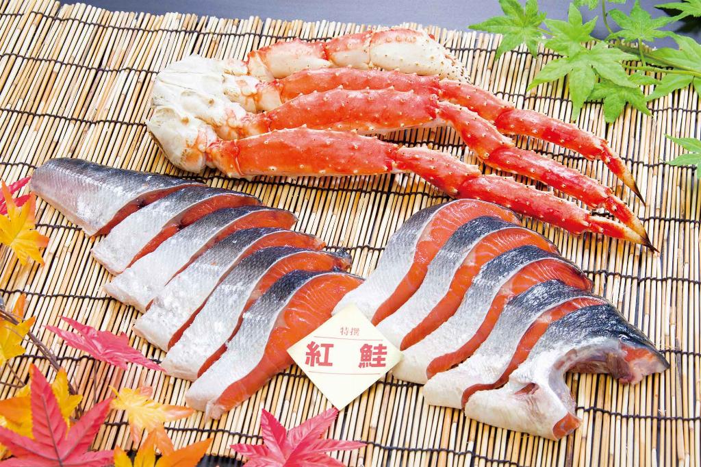 塩紅鮭半身.たらば蟹足セット