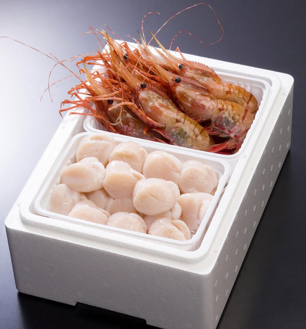 【送料込】　刺身用 ぼたん海老&帆立貝柱セット